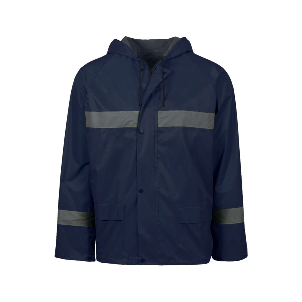 REBEL AquaSkin Rubberised Hi Viz Reflective Navy Rainsuit